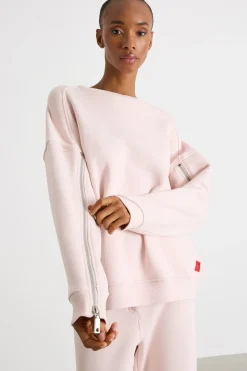 Felpa oversize con zip sulle maniche - Rosa