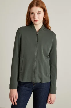 Felpa stile bomber con zip - Verde Scuro