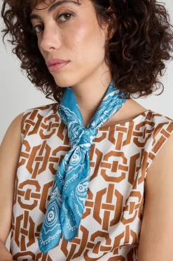 Foulard in seta - Azzurro Bianco