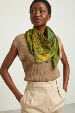 Foulard in viscosa - Verde Nero Senape