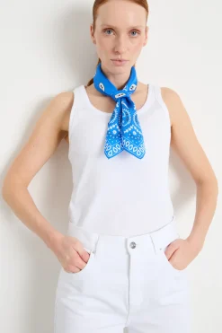 Foulard stampato in seta - Azzurro