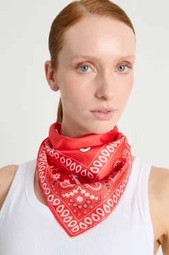 Foulard stampato in seta - Rosso