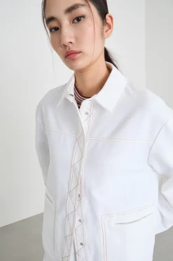 Giacca a camicia in tela - Bianco