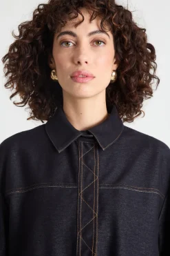 Giacca a camicia in tela - Blu