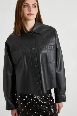 Giacca a camicia in vera nappa - Nero