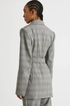 Giacca aderente con cintura - Grigio