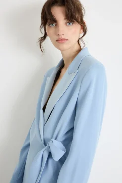 Giacca aderente in cady con nastro - Azzurro