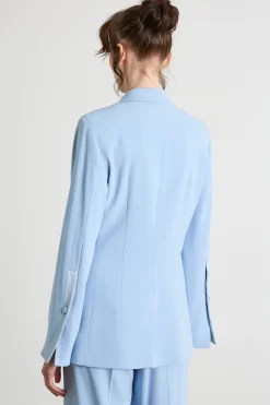 Giacca aderente in cady con nastro - Azzurro