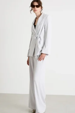 Giacca aderente in cady con nastro - Bianco