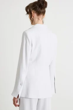 Giacca aderente in cady con nastro - Bianco