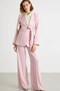 Giacca aderente in cady con nastro - Rosa