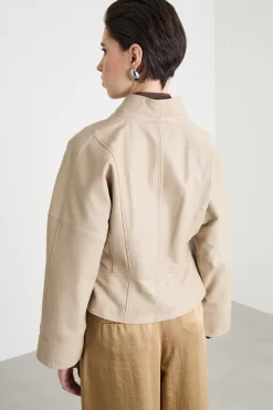 Giacca biker sfiancata - Beige