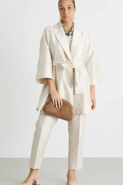 Giacca blazer in shantung - Avorio