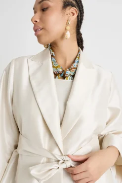 Giacca blazer in shantung - Avorio
