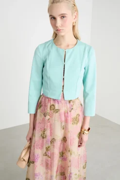 Giacca bolero con ganci - Azzurro