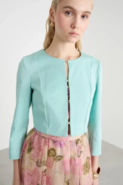Giacca bolero con ganci - Azzurro