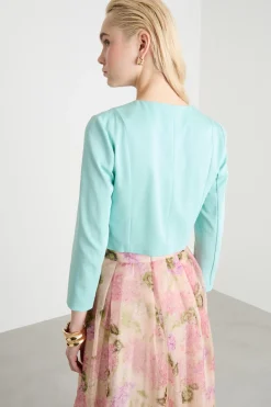 Giacca bolero con ganci - Azzurro