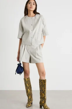 Giacca boxy a maniche corte - Grigio