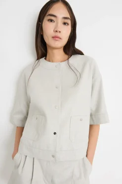 Giacca boxy a maniche corte - Grigio