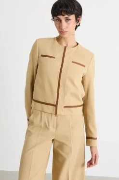 Giacca boxy con tasche - Cammello