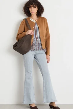 Giacca boxy fit in jersey - Marrone