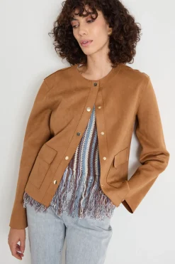 Giacca boxy fit in jersey - Marrone