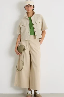 Giacca boxy in bull stretch - Beige