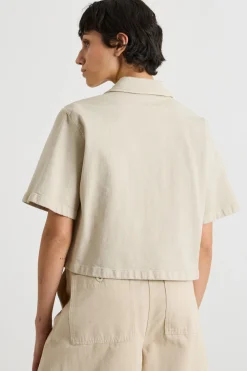 Giacca boxy in bull stretch - Beige