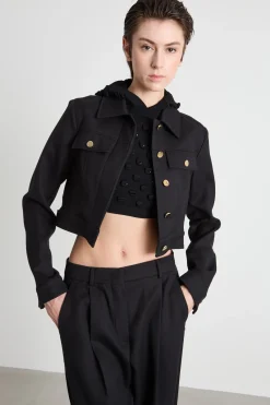 Giacca boxy in cady - Nero