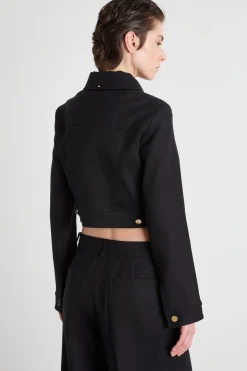 Giacca boxy in cady - Nero