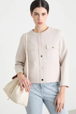 Giacca boxy in jersey compatto - Beige