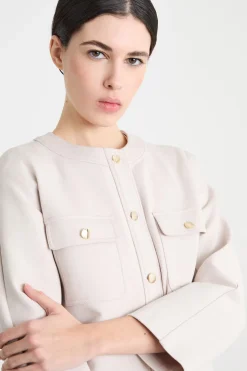 Giacca boxy in jersey compatto - Beige