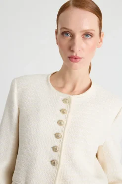 Giacca boxy in stuoia - Bianco