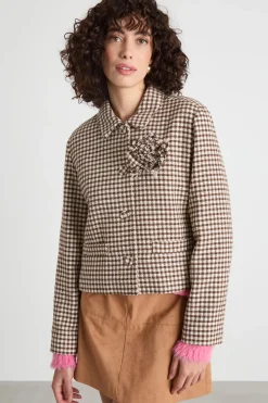 Giacca boxy in stuoia - Marrone Beige