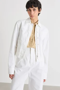 Giacca boxy in tessuto leggero - Bianco