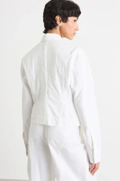 Giacca boxy in tessuto leggero - Bianco
