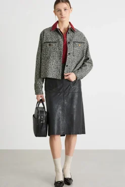 Giacca boxy in tweed - Nero