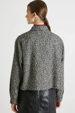 Giacca boxy in tweed - Nero