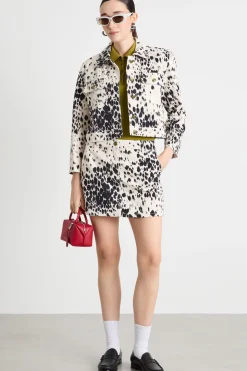 Giacca boxy stampata - Bianco Nero