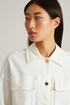 Giacca camicia in drill di cotone - Bianco