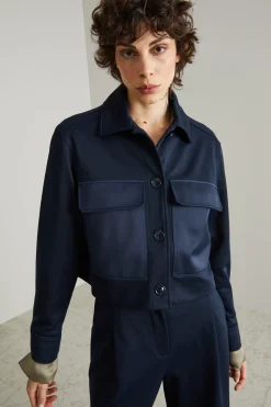 Giacca cargo in jersey - Blu