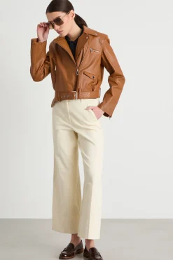 Giacca chiodo in pelle - Marrone