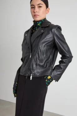 Giacca chiodo in pelle - Nero