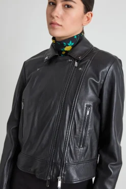 Giacca chiodo in pelle - Nero