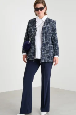Giacca con ricami di jais e strass - Blu