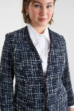 Giacca con ricami di jais e strass - Blu
