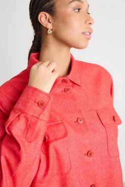 Giacca con tasche multiple - Rosso
