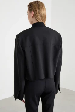 Giacca con zip e collo a bomber - Nero