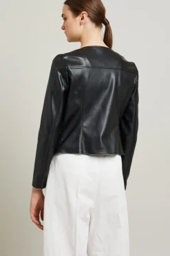 Giacca con zip spalmata - Nero