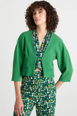 Giacca crop aderente in cady - Verde